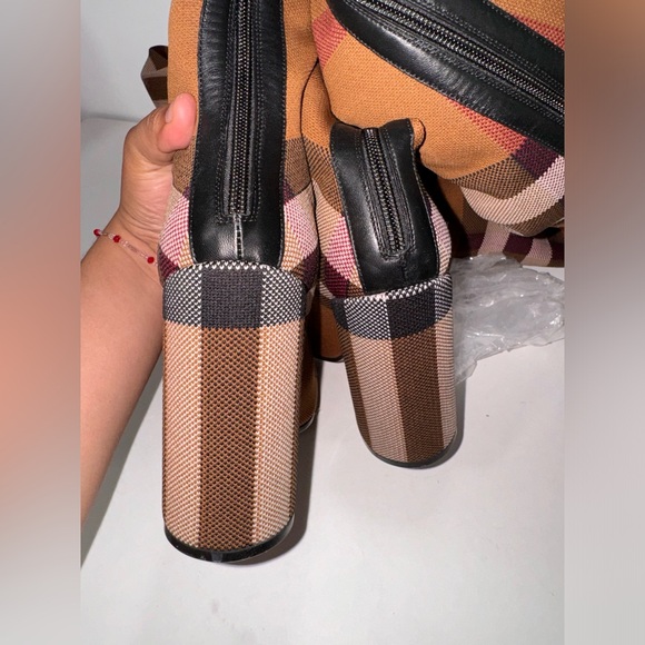 BURBERRY Brown Check Over-The-Knee Boots - Picture 9 of 12